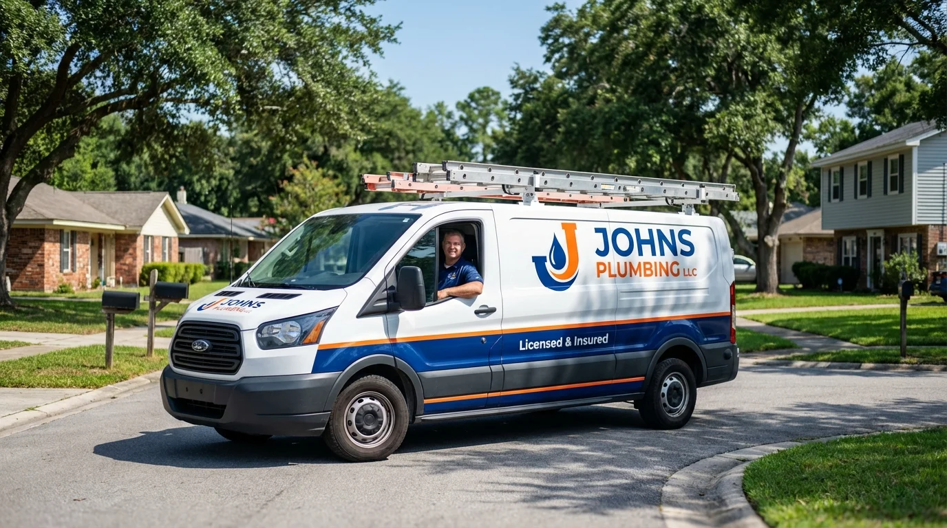 Johns Plumbing LLC service van in Omega, GA